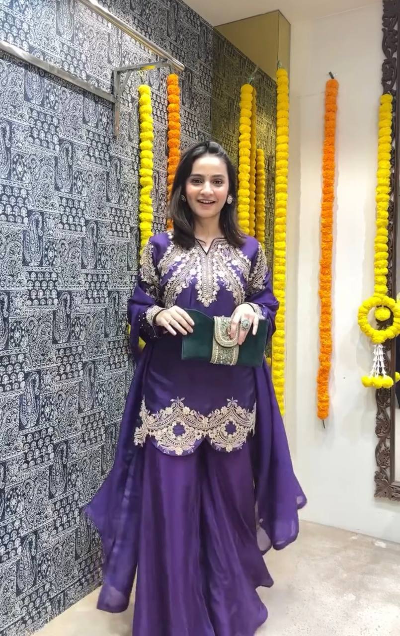 Heavy Chinon Silk Kurta Palazzo Set