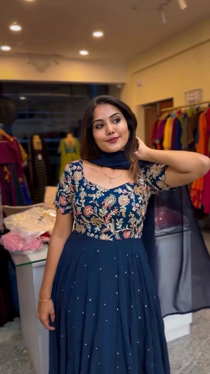 "Elegant Crepe Top, Pant, and Dupatta Set with Thread Work & Sequins"