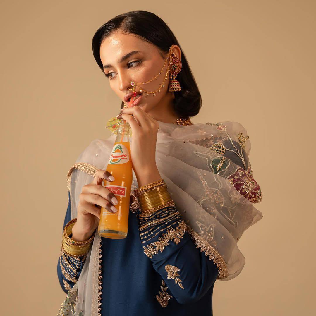 "Elegance in Chinon: Embroidered Sequence Suit with Organza Dupatta & Sequined Pant Border"