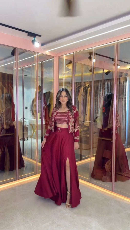 "Elegant Chinon Silk Lehenga Set with Intricate Thread & Sequence Work"