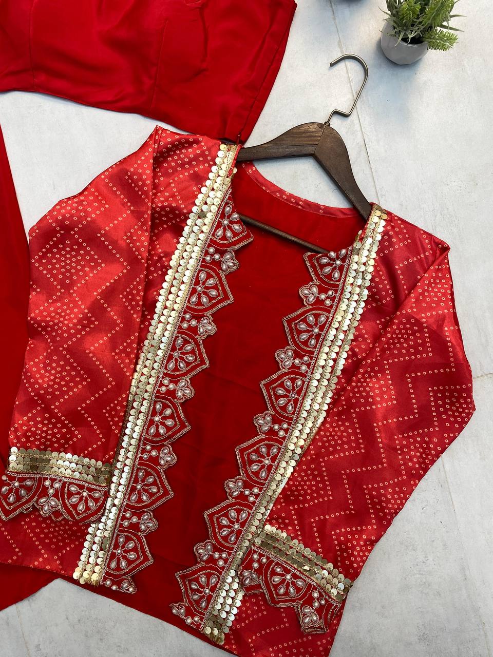 Premium French Crêpe Dhotis & Blouse Set with Embroidery