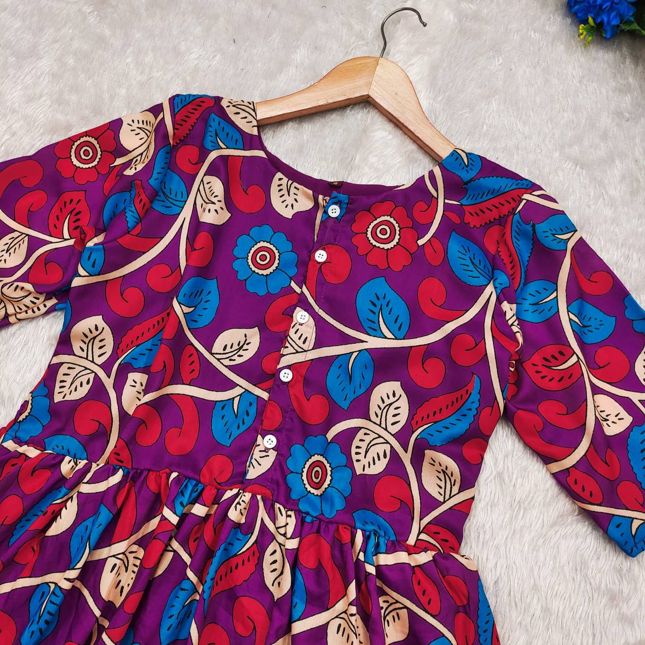 "Elegant Kalamkari Cotton Maternity Dress – Soft, Flowy, and Comfortable!"