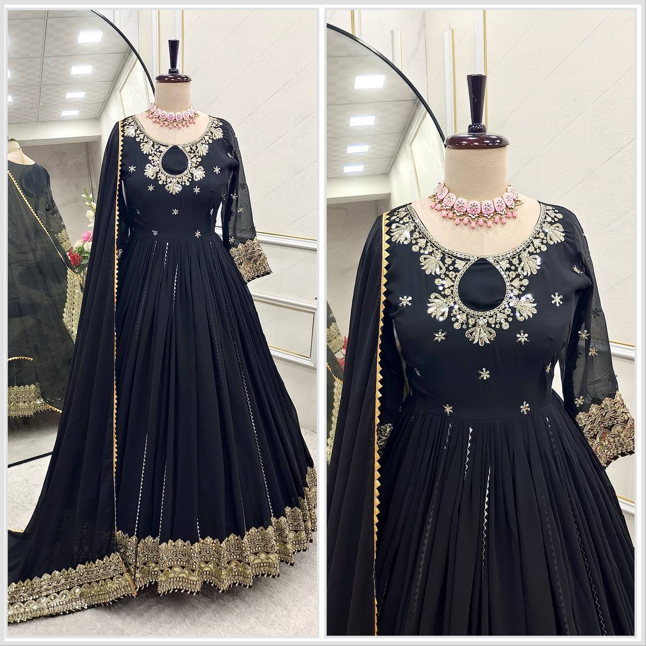 "Elegant Gwon Set with Embroidered Dupatta and Comfortable Pent"