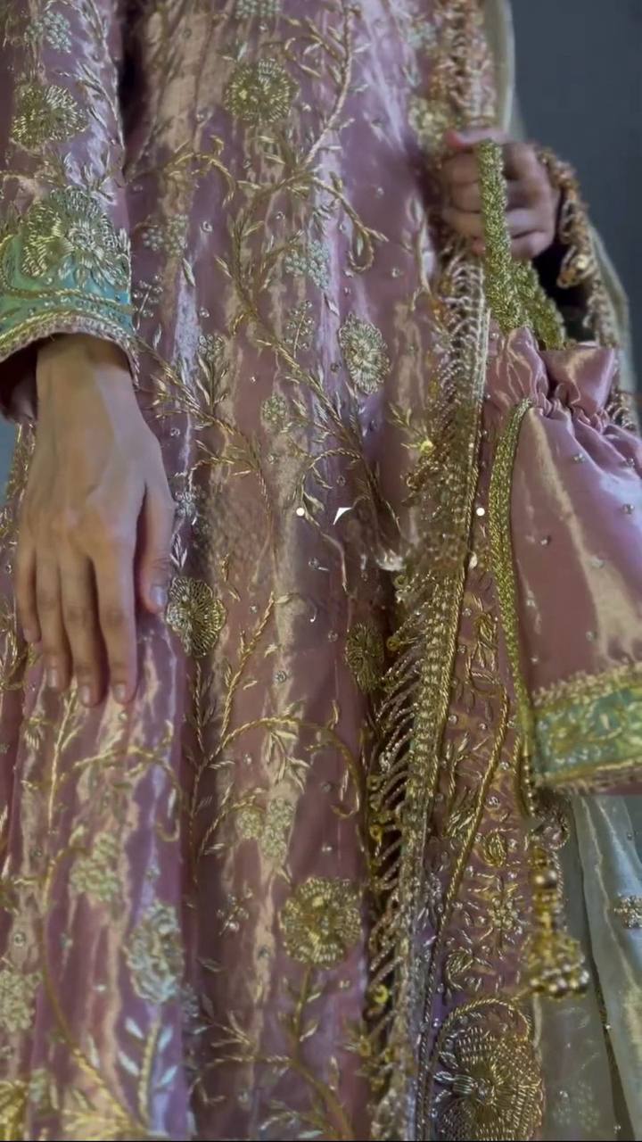 "Elegant Jimmy Choo Sequence Embroidered Ensemble with Dupatta & Pant Set"