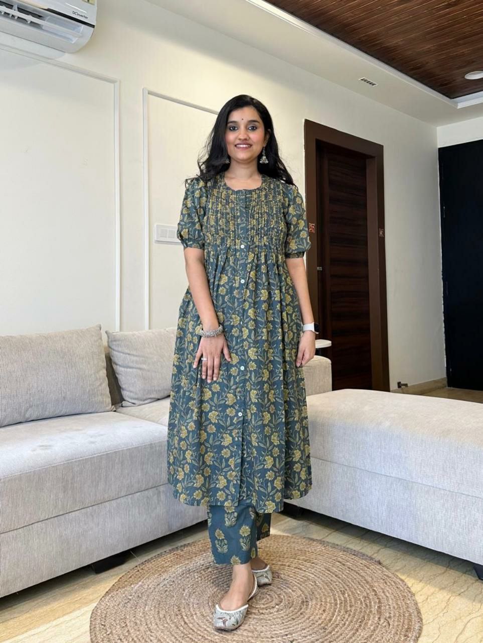 "Elegant Handcrafted Pure Cotton Heavy Suit Set with Mill Print Dupatta"