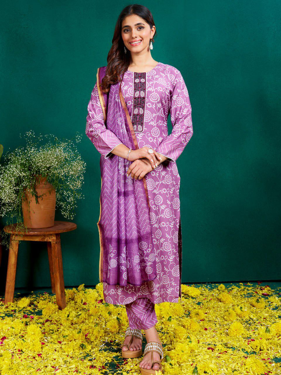 "Elegant Pink Rayon Kurti Set with Embroidery, Sequence Work, Rayon Pants, and Fancy Dupatta"