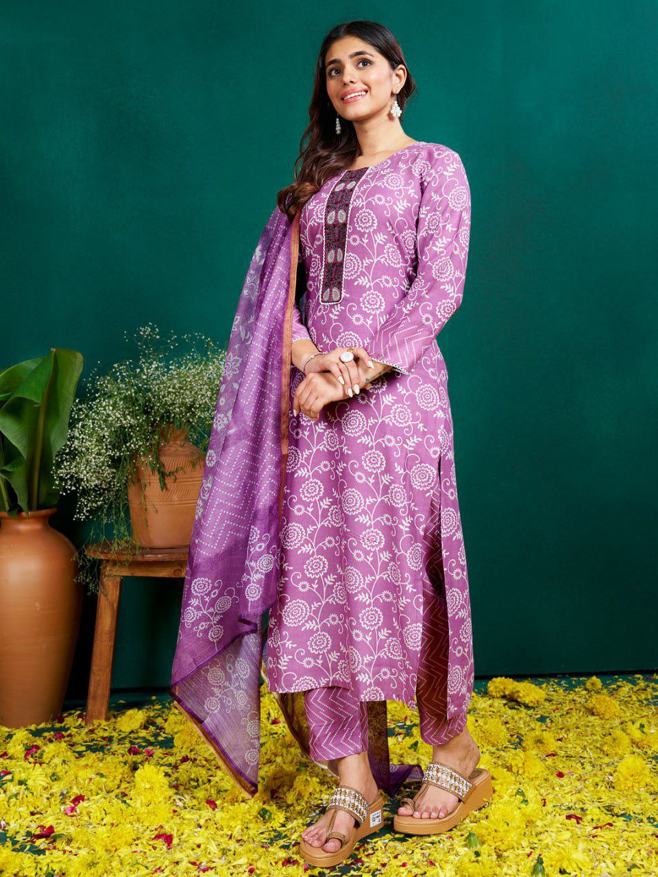 "Elegant Pink Rayon Kurti Set with Embroidery, Sequence Work, Rayon Pants, and Fancy Dupatta"