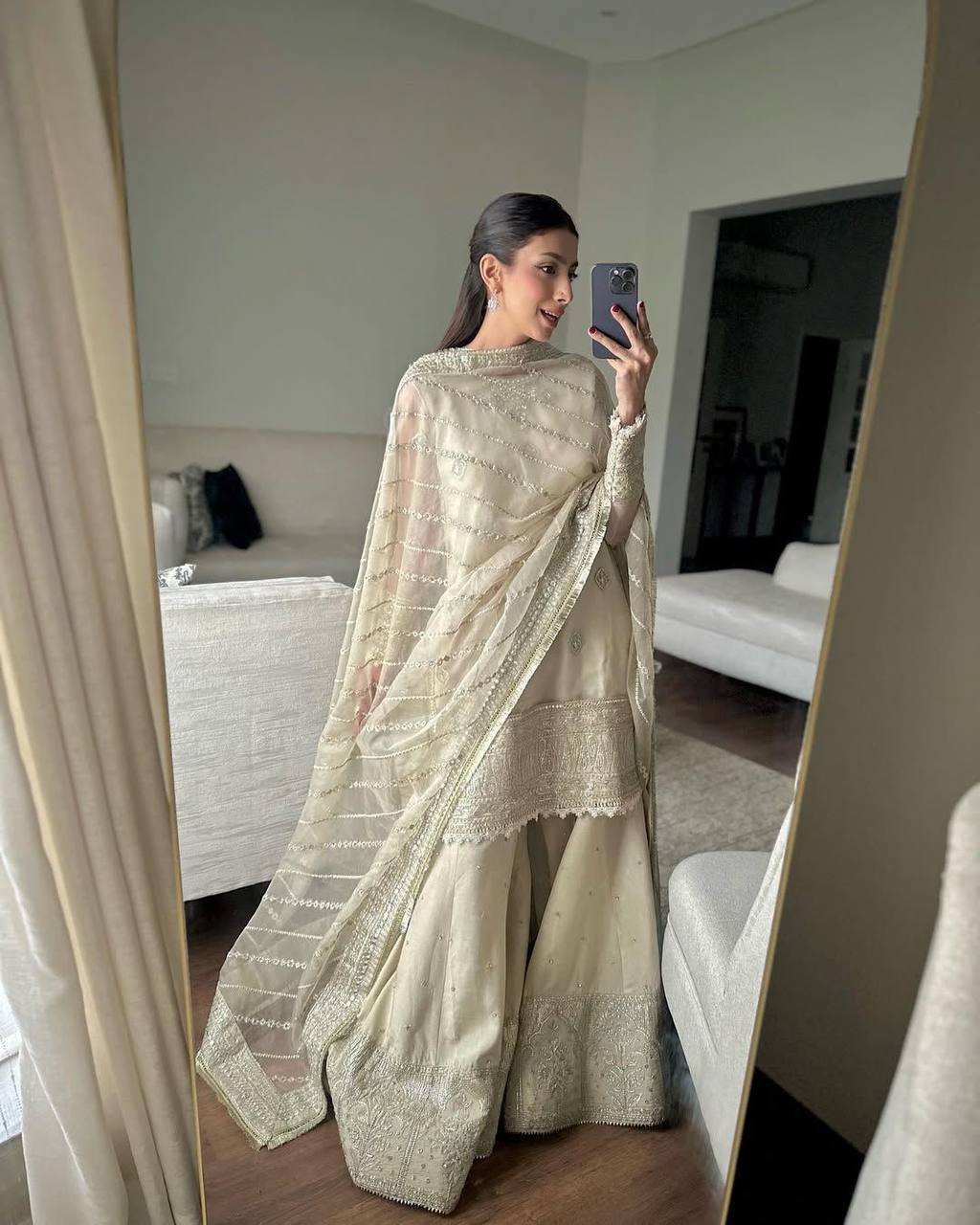 "Elegant Chinon Sequence Embroidered Sharara Set with Dupatta"