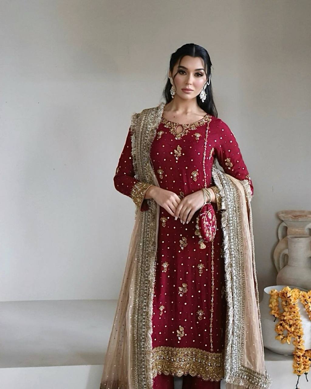 "Luxurious Fox Georgette Sequence & Moti Work Eid Suit with Embellished Dupatta"