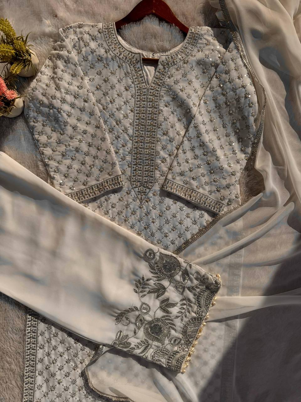 "Elegant Fox Georgette Eid Special Set with Sequence & Moti Work"