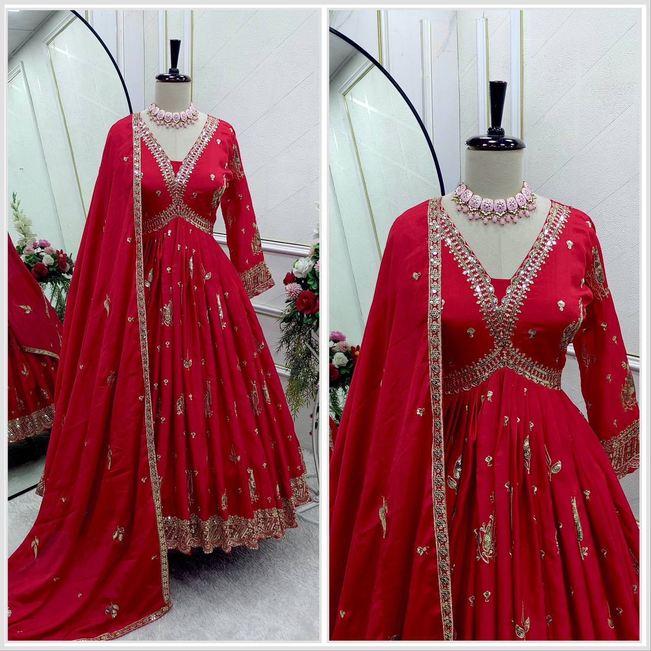 "Elegant Gwon Set: Pure Cinon Silk with Heavy Embroidery & Premium Fabrics"