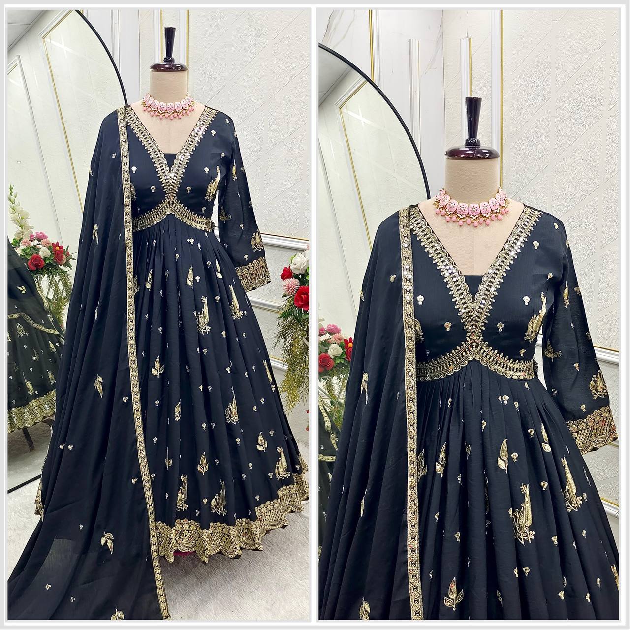 "Elegant Gwon Set: Pure Cinon Silk with Heavy Embroidery & Premium Fabrics"