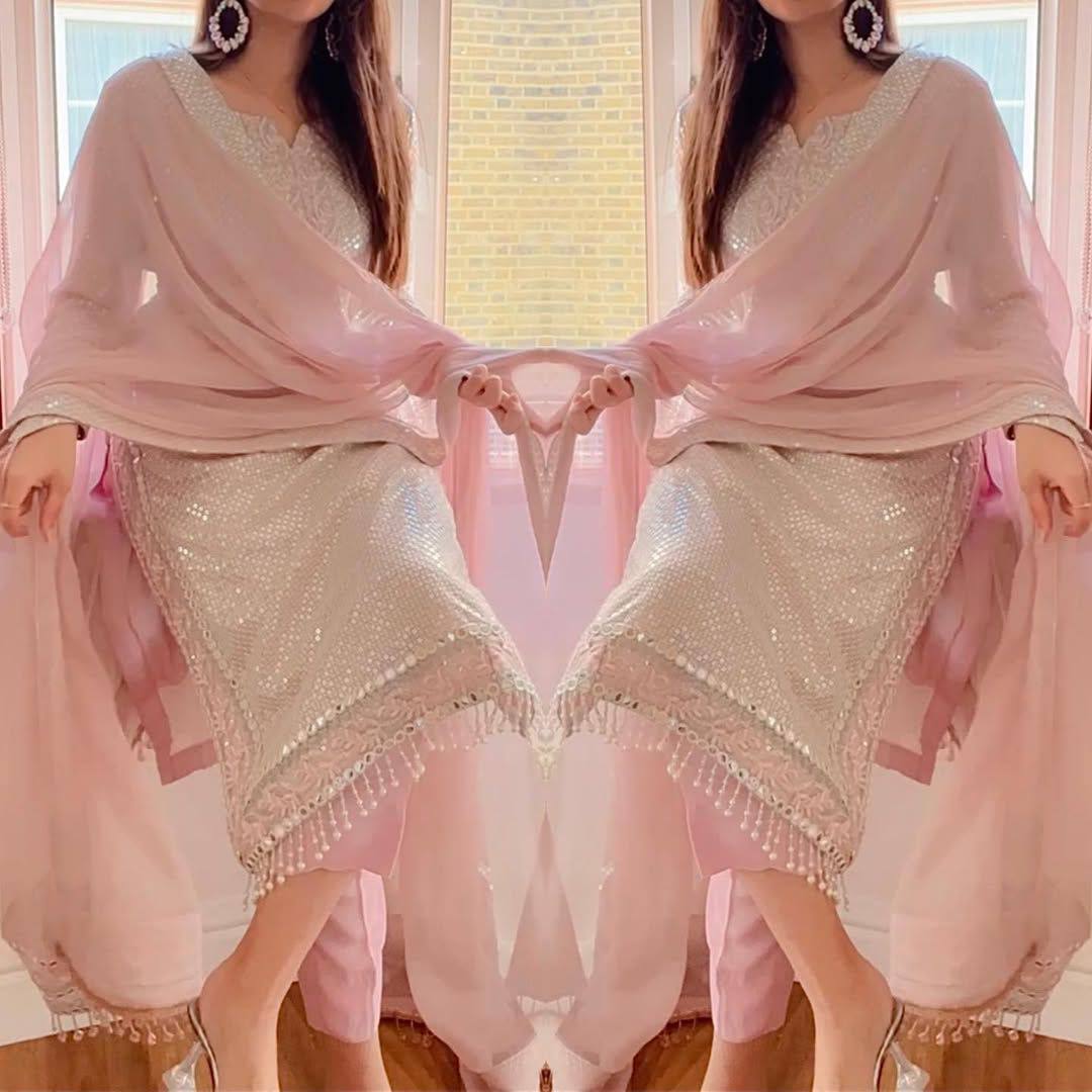 "Elegant Fox Georgette Eid Collection with Sequence Embroidery & Lace Work"