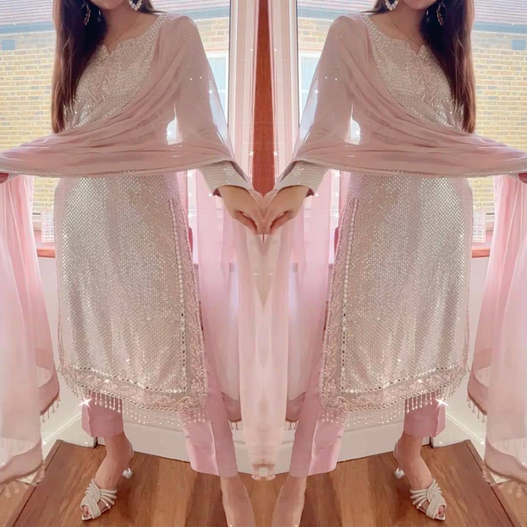 "Elegant Fox Georgette Eid Collection with Sequence Embroidery & Lace Work"