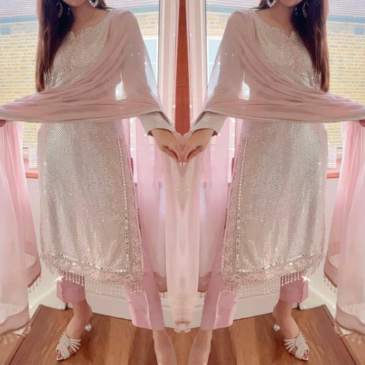 "Elegant Fox Georgette Eid Collection with Sequence Embroidery & Lace Work"