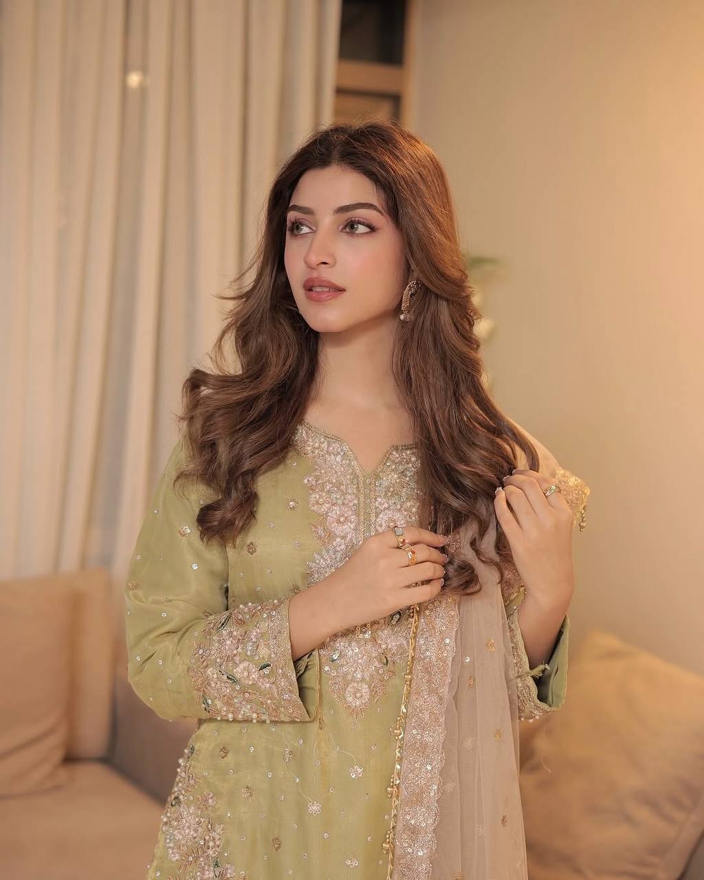 "Elegant Chinon Silk Kurti-Plazzo Set with Sequins & Zari Embroidery"