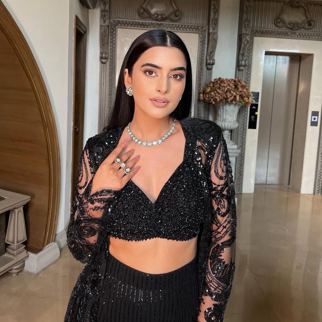 "Elegant Butterfly Net Choli, Plazo & Shrug Set β With Thread and Sequence Work"