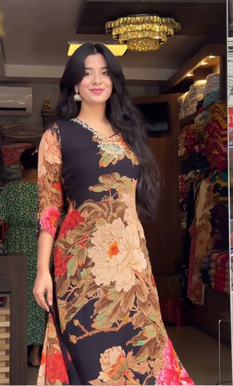 Women's designer flower print kurta pant with dupatta sets