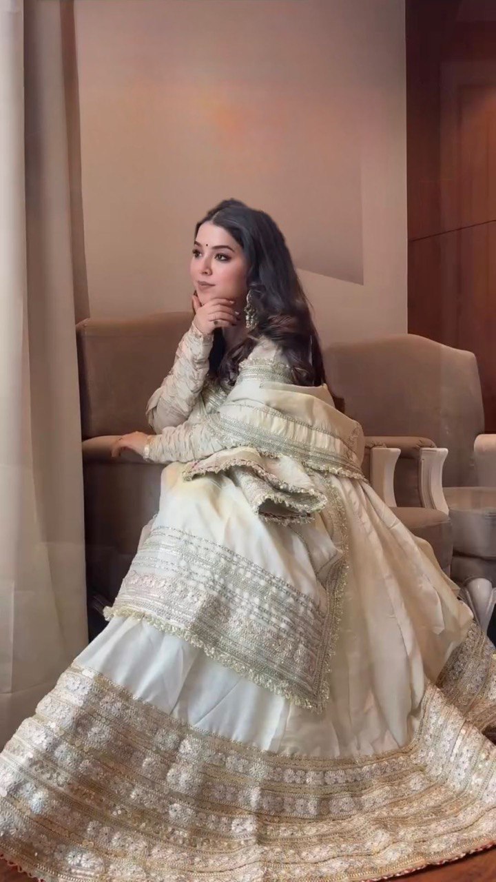 Chinnon silk gown pant with dupatta sets