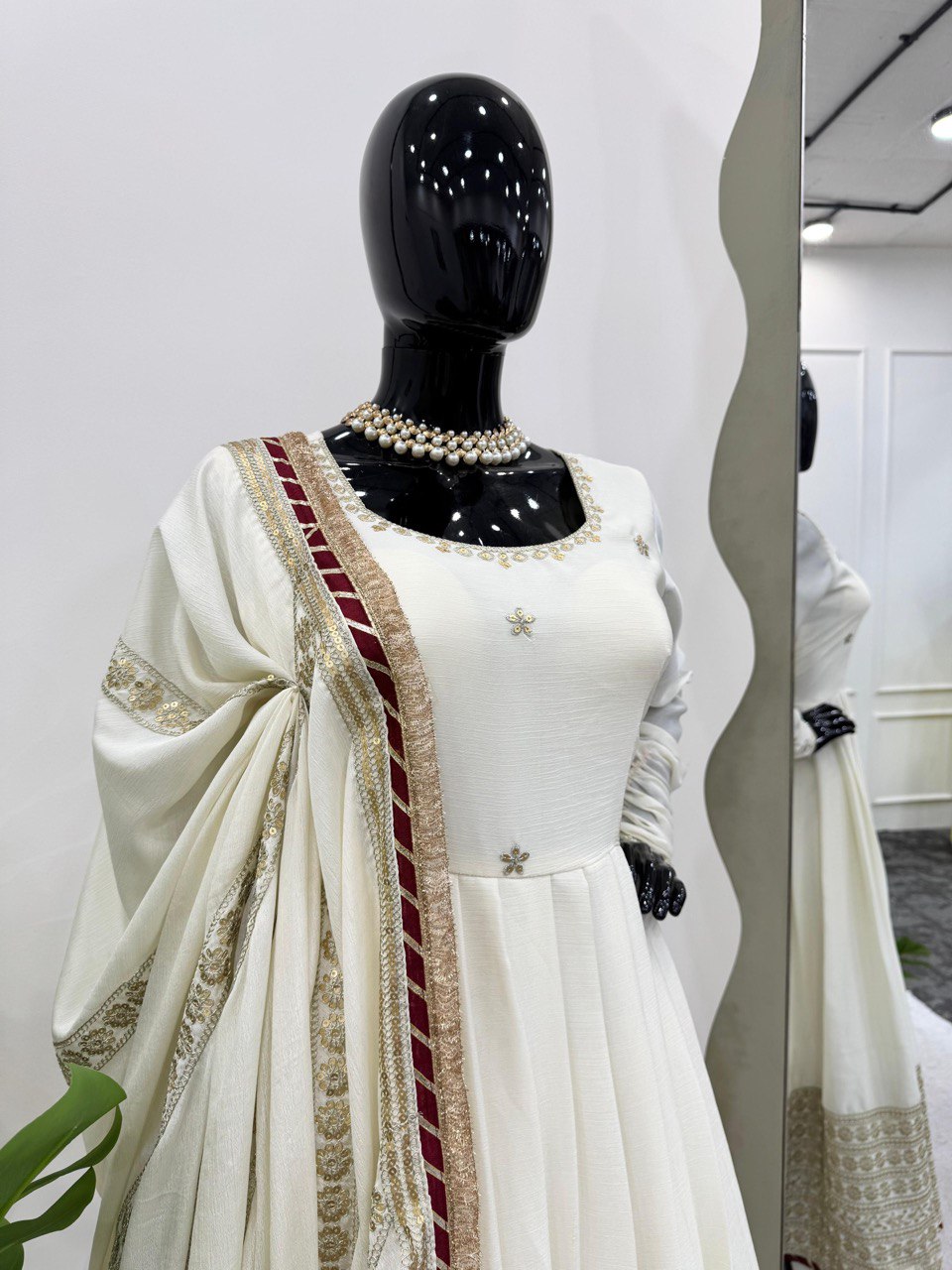 Chinnon silk gown pant with dupatta sets