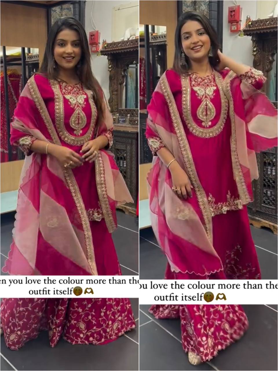 Women's designer faux georgette kurta sets with organza dupatta