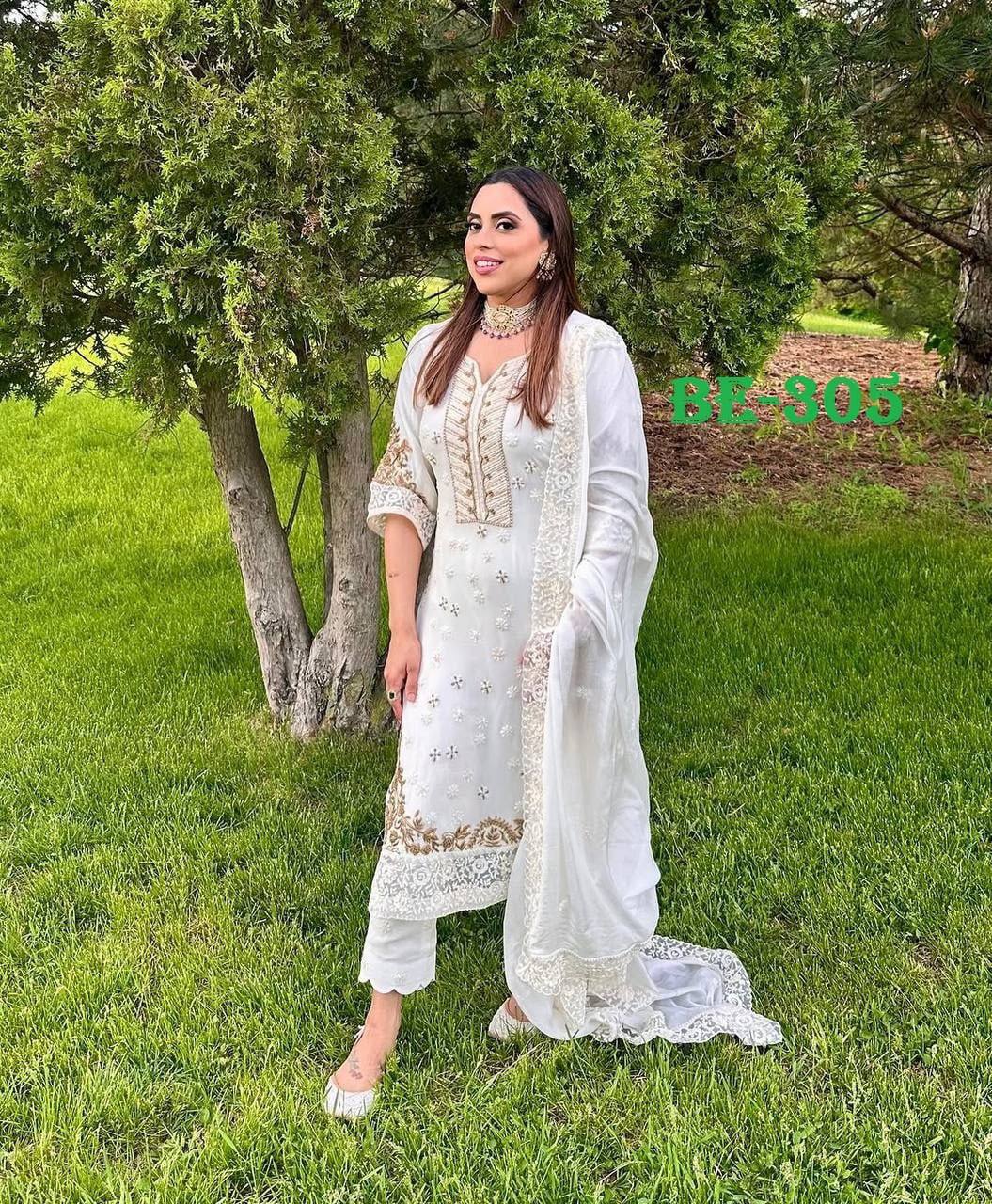 White kurta pant with dupatta sets,Elegant Ready to Wear Outfit Set
