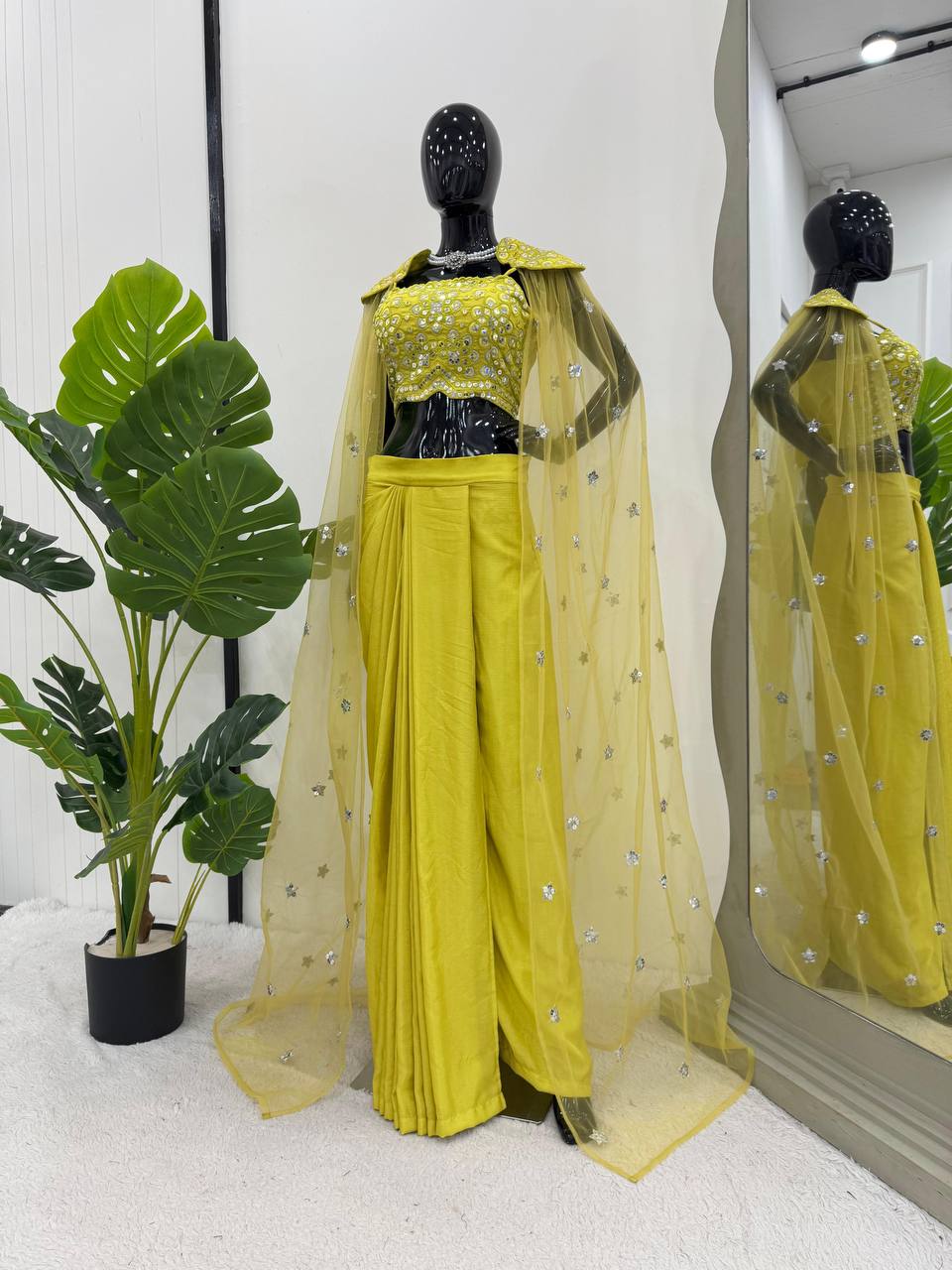 Reday to wear dhoti style with Shrug and Unstich choli