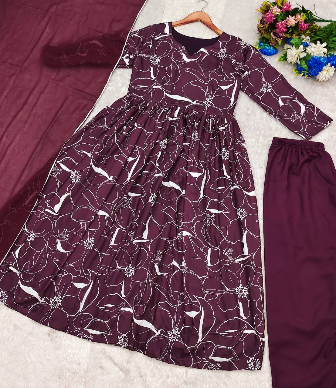 Beautiful Soft cotton fabric kurta sets with georgette dupatta for women