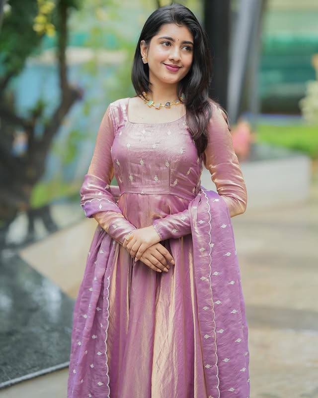 Chinnon silk anarkali kurta with dupatta sets