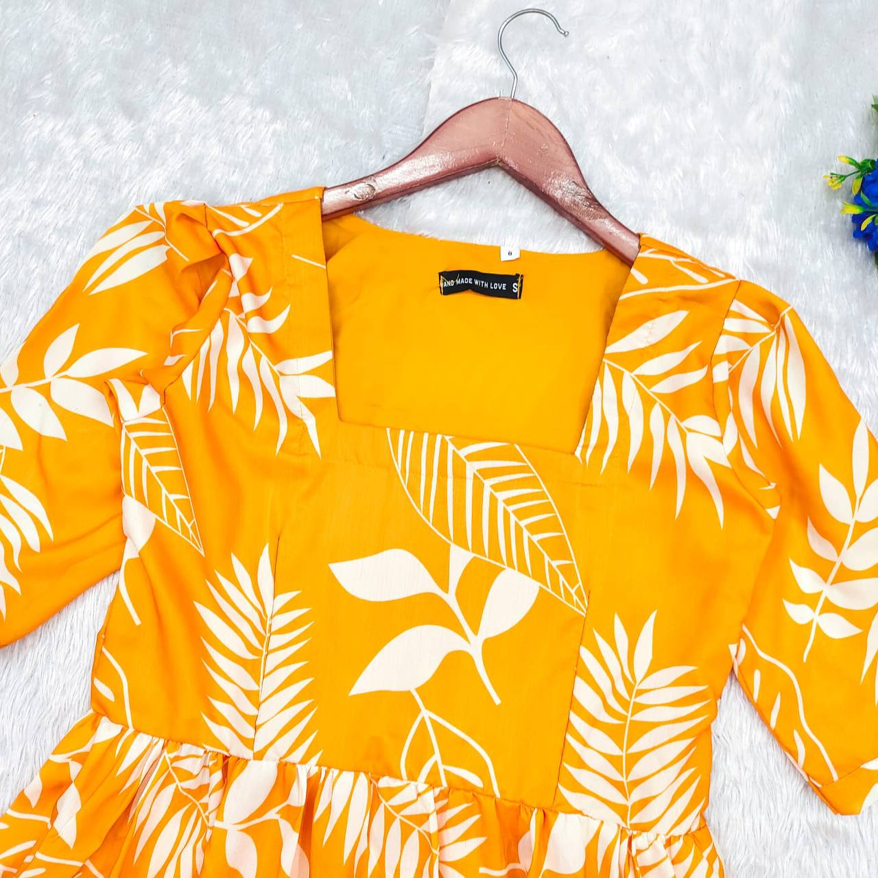 Mango leaf printed one piece dress for women