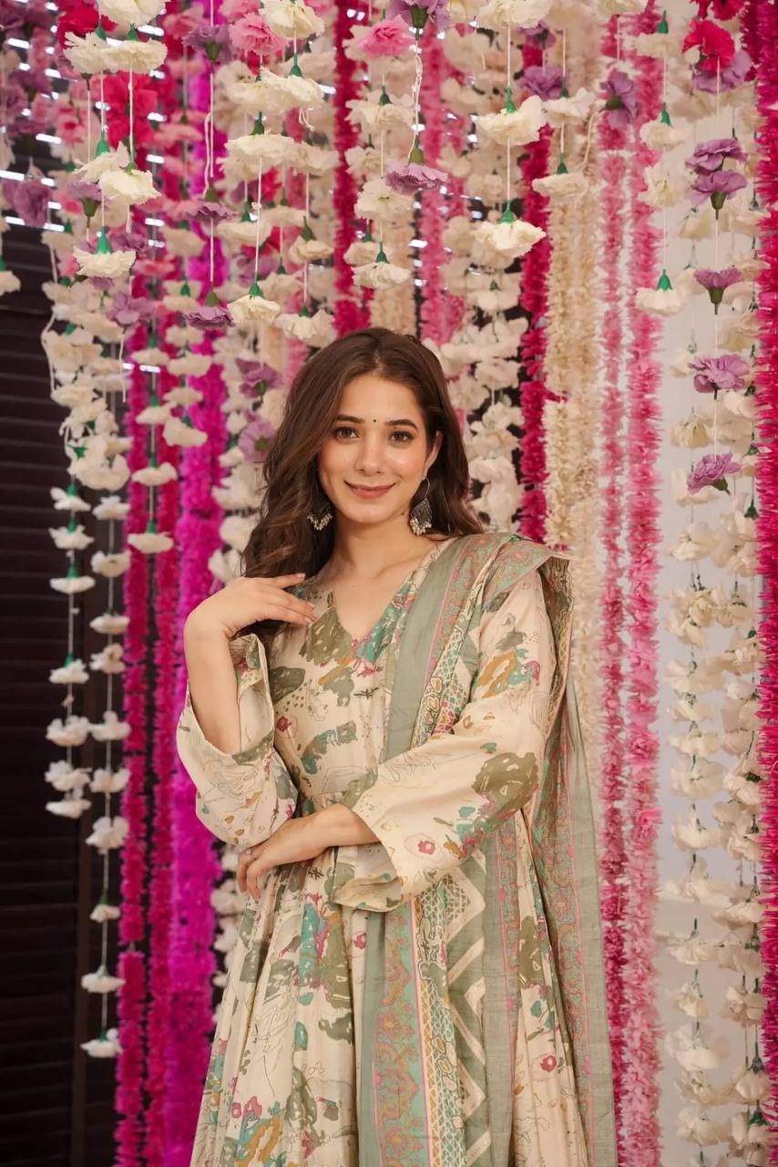 3 pc suit set for women,Soft cotton anarkali suit