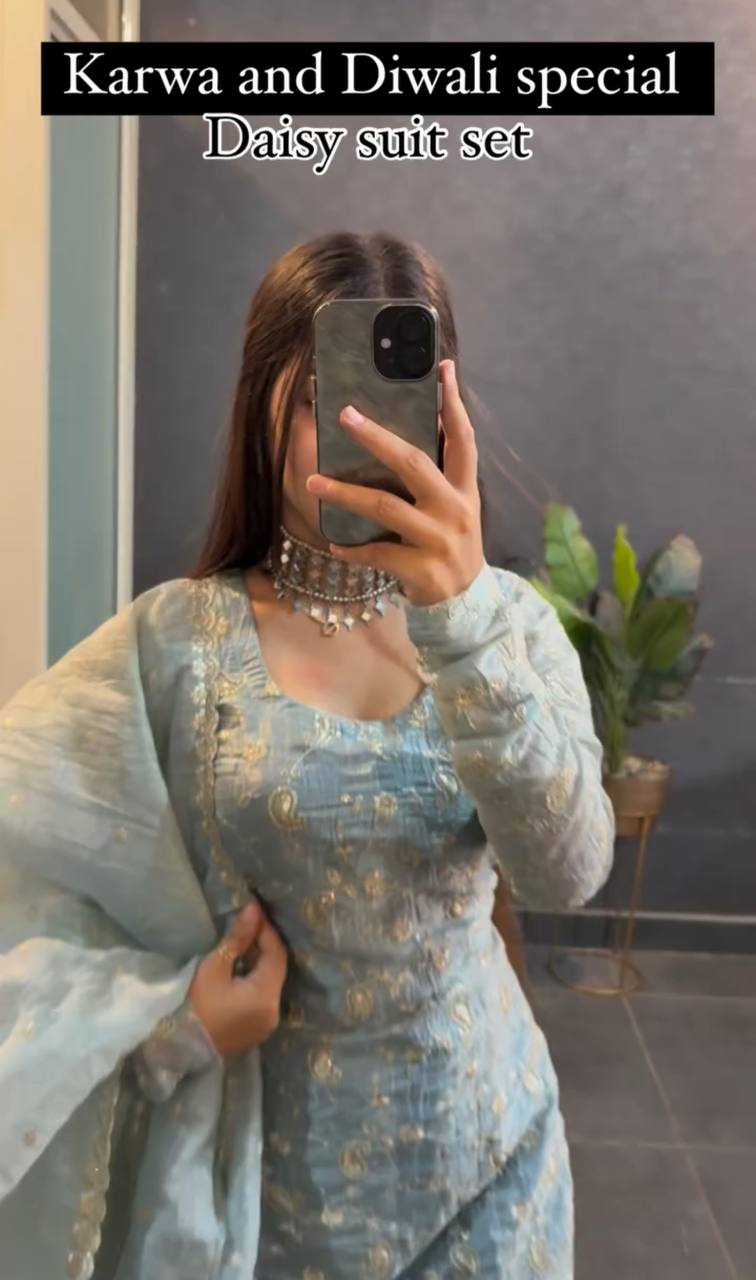 Space Silk kurta set for women,Festival wear suit