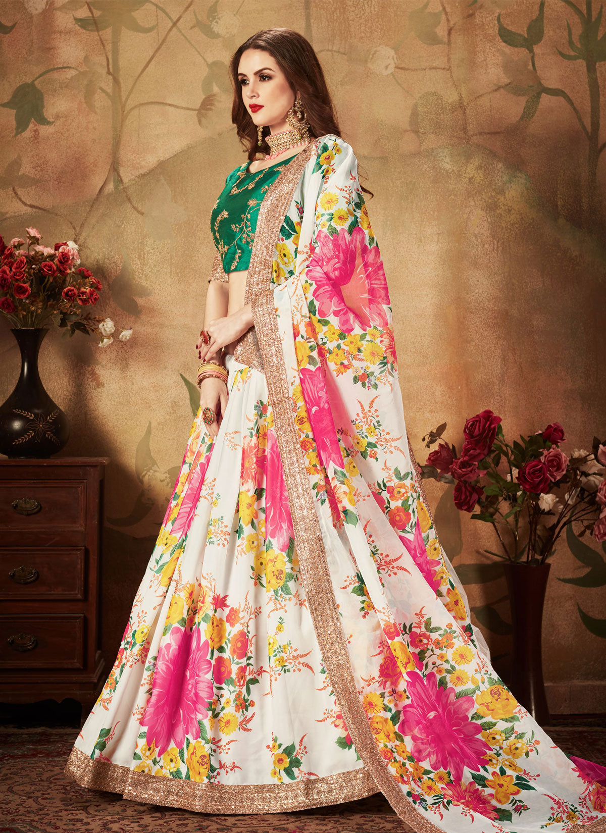 Organza Designer Lehenga Choli With Digital Print Work For Festival