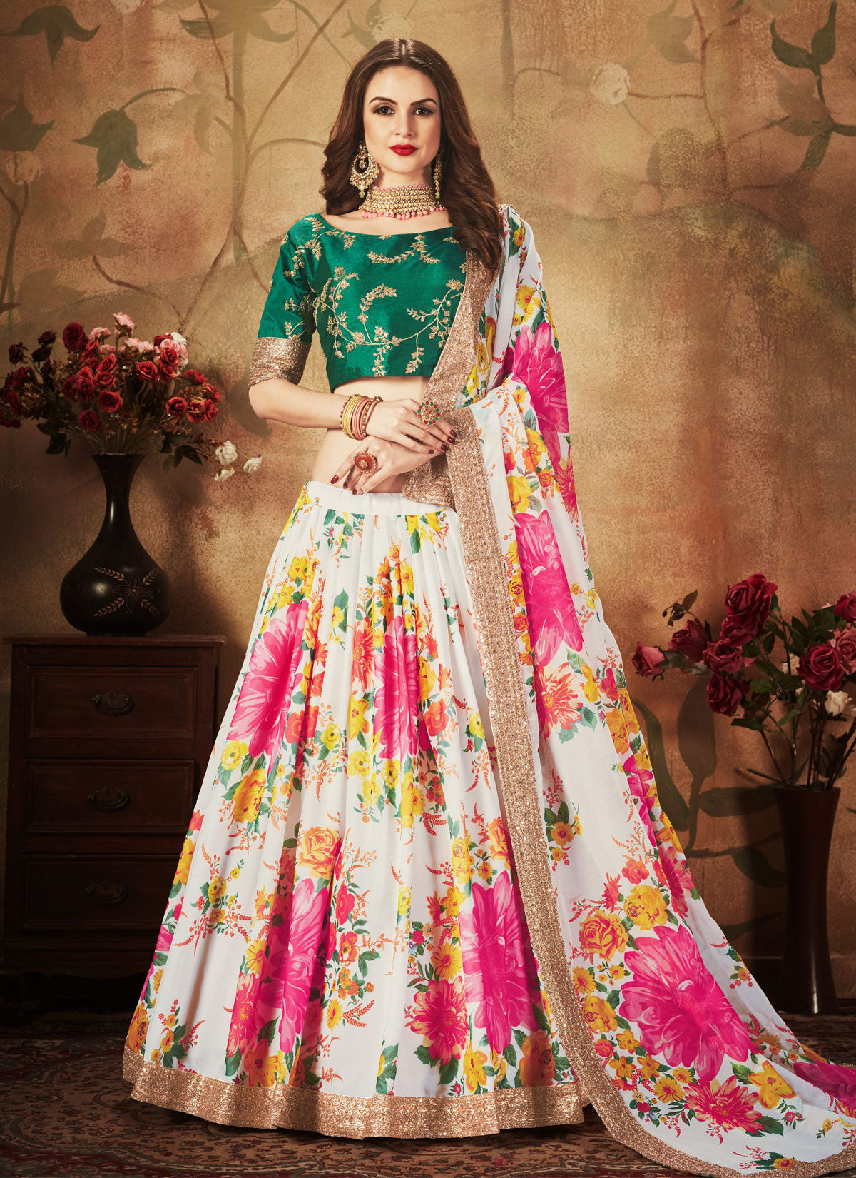 Organza Designer Lehenga Choli With Digital Print Work For Festival