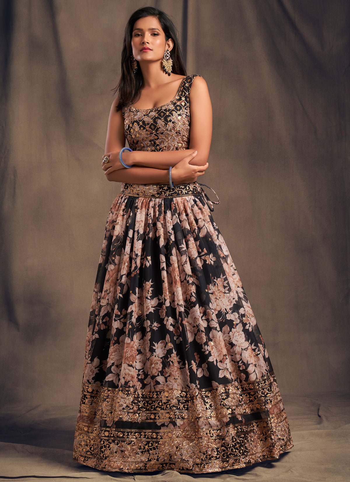 Organza Embroidered Work Trendy Lehenga Choli In Black