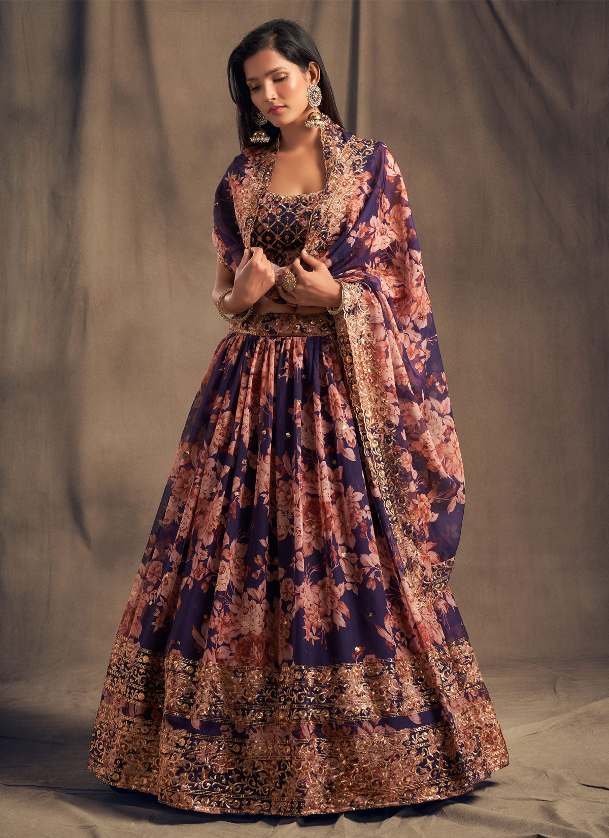 Organza Trendy Lehenga Choli With Resham Work In Purple