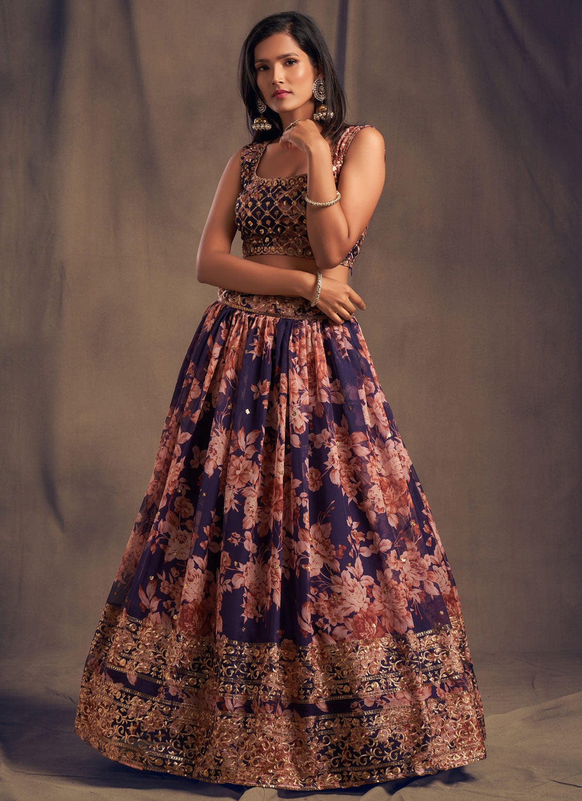 Organza Trendy Lehenga Choli With Resham Work In Purple