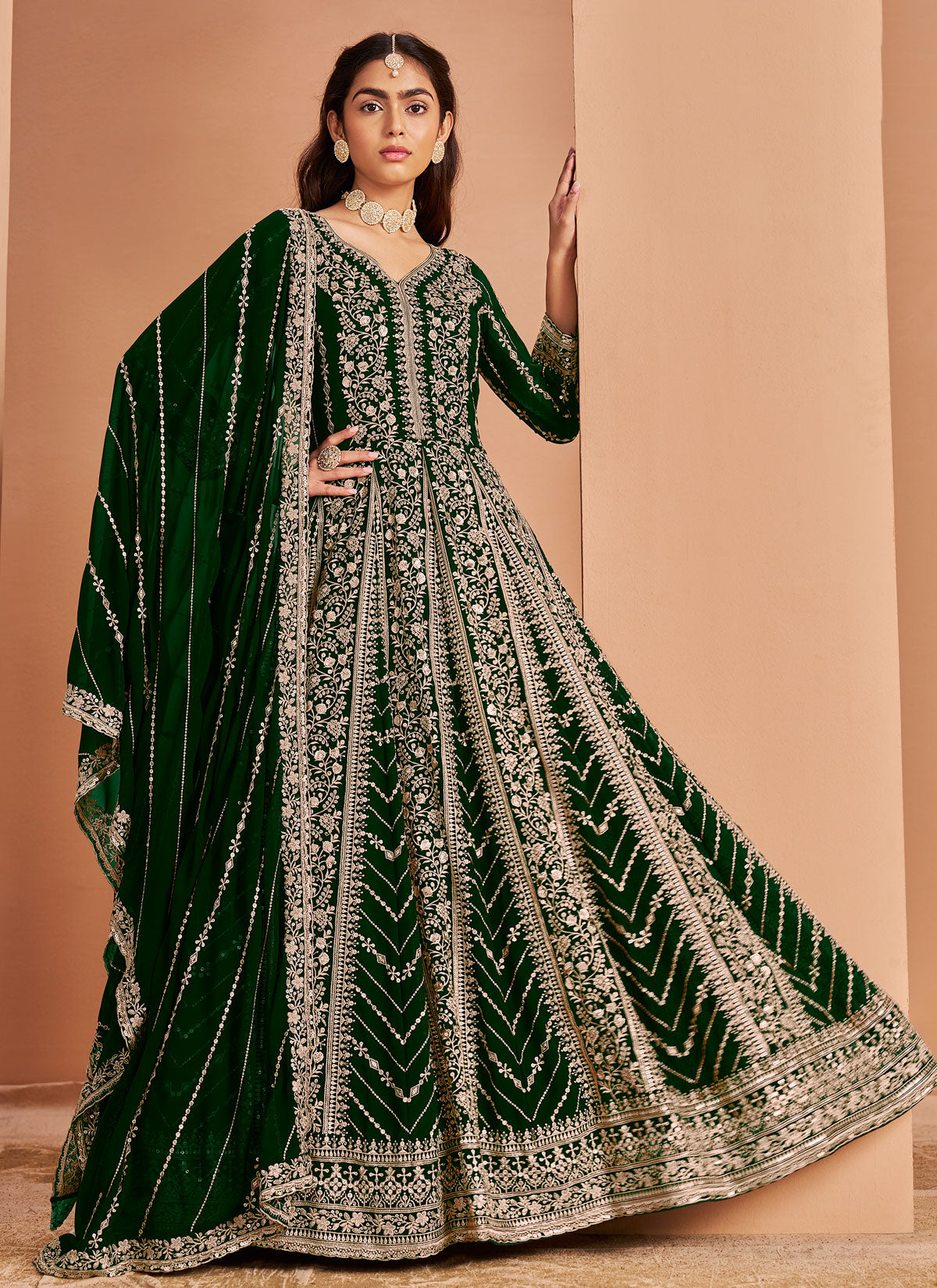 Georgette Embroidered Work Long Length Designer Anarkali Suit