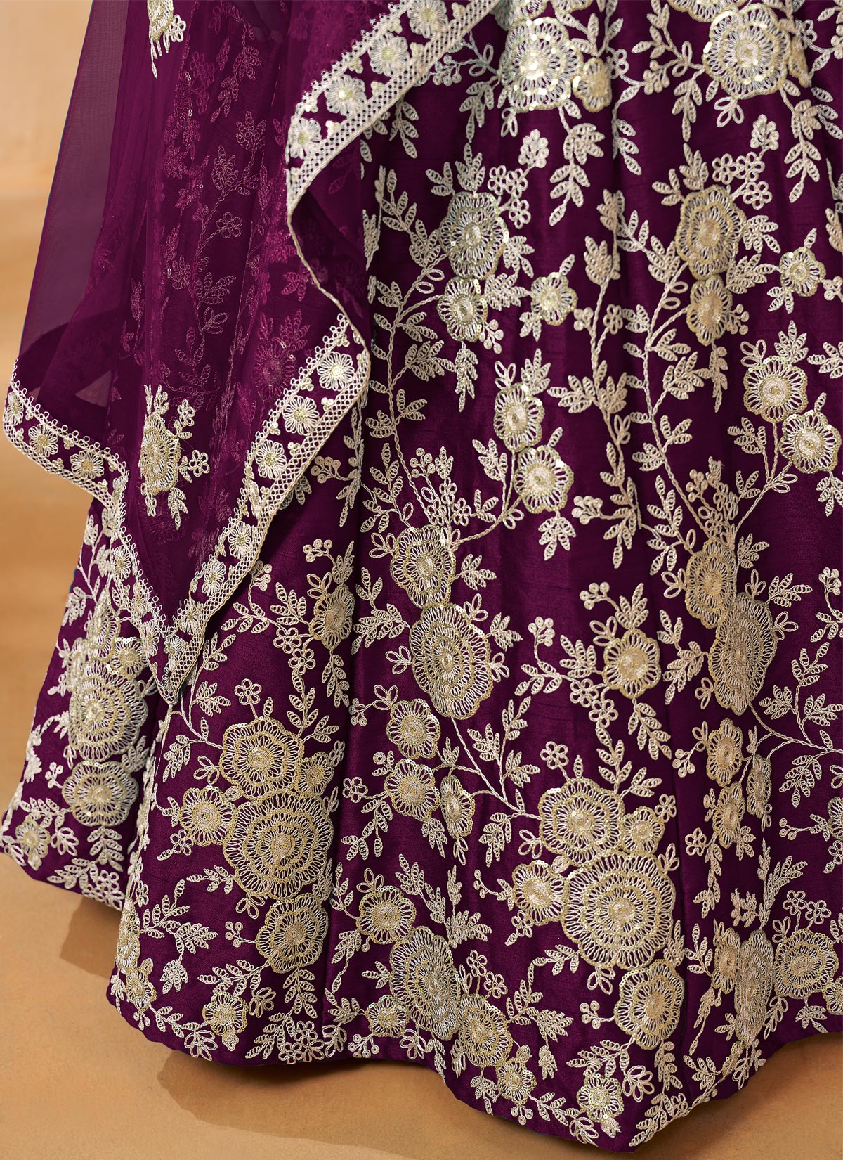 Silk Resham Work Designer Lehenga Choli In Purple