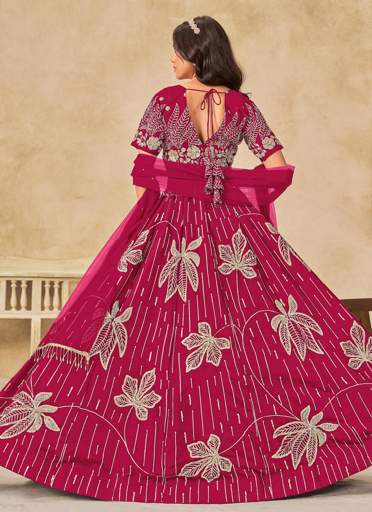 Embroidered Work Silk Designer Lehenga Choli In Rose Pink