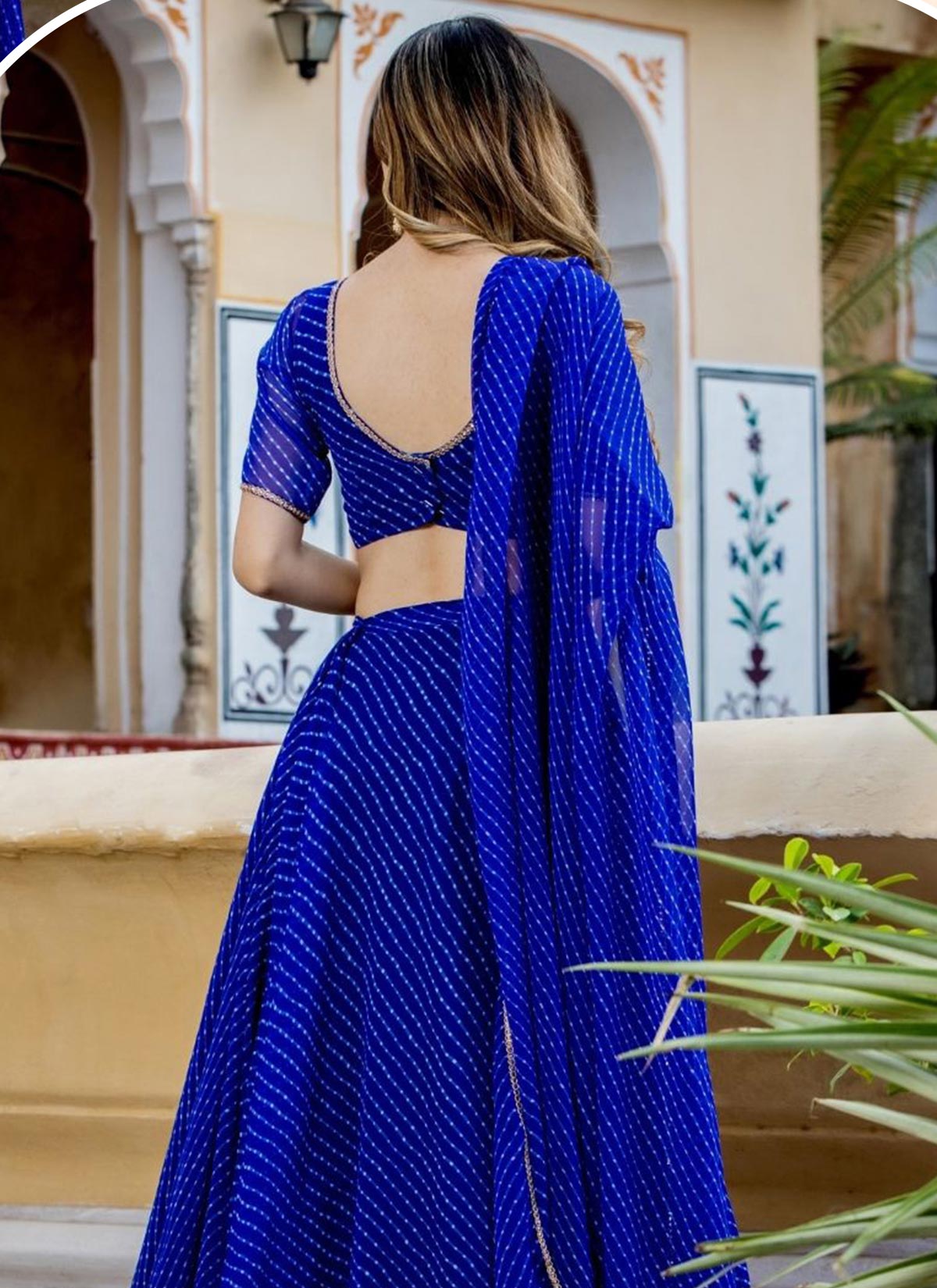 Digital Print Work Georgette Trendy Lehenga Choli In Blue