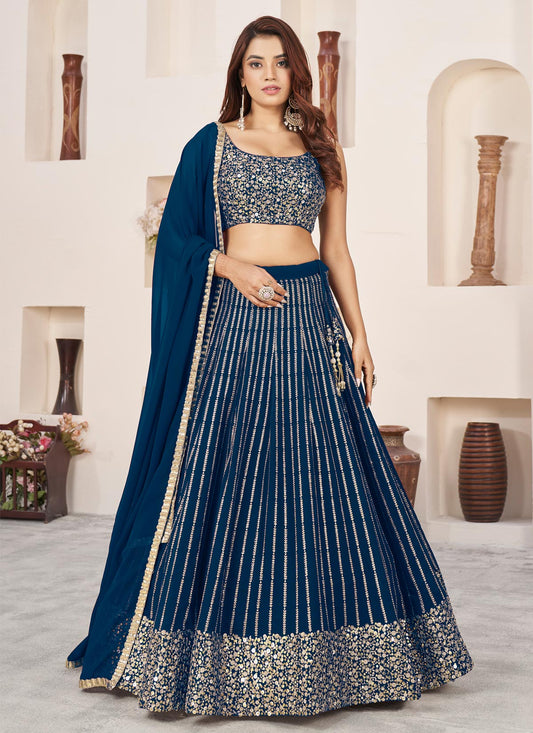 Georgette Trendy Lehenga Choli With Embroidered Work For Party