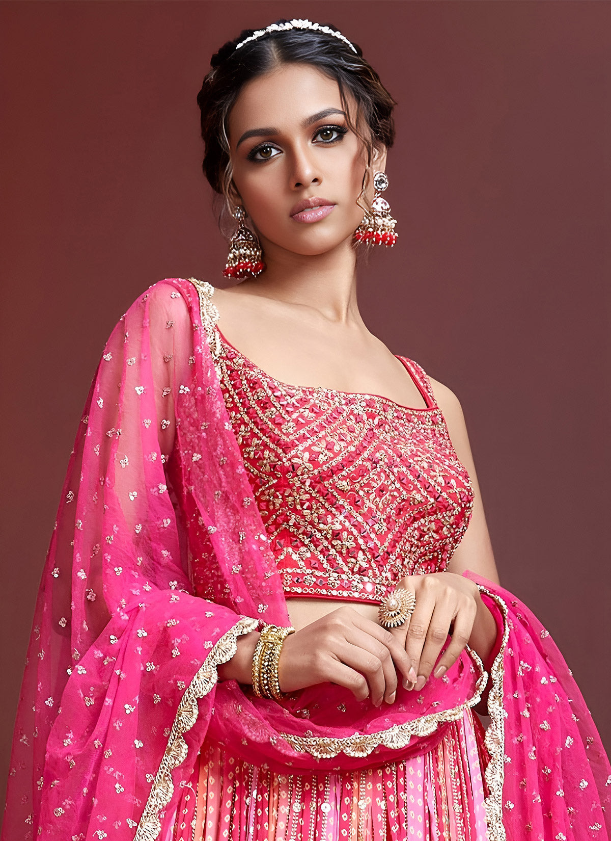 Chinon Silk Classic Lehenga Choli With Embroidered Work For Wedding