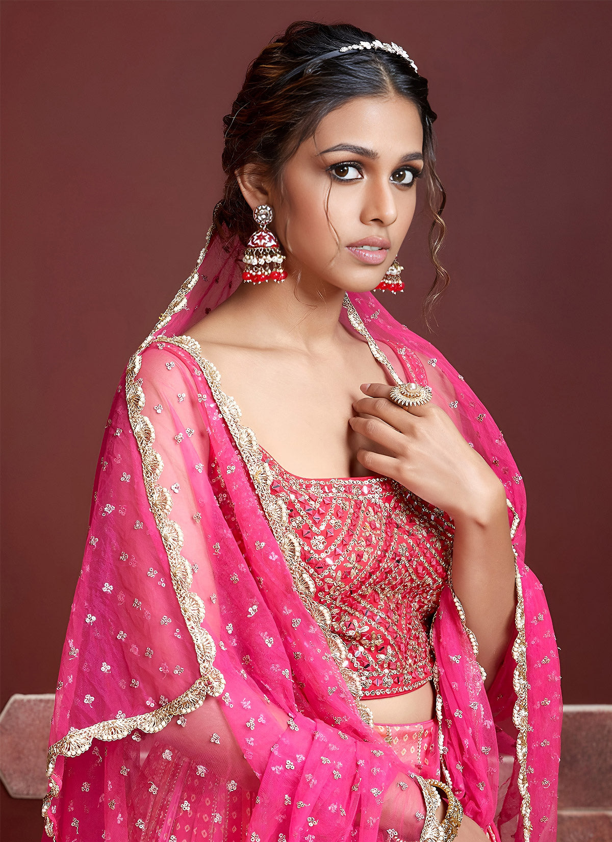 Chinon Silk Classic Lehenga Choli With Embroidered Work For Wedding