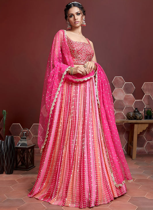 Chinon Silk Classic Lehenga Choli With Embroidered Work For Wedding