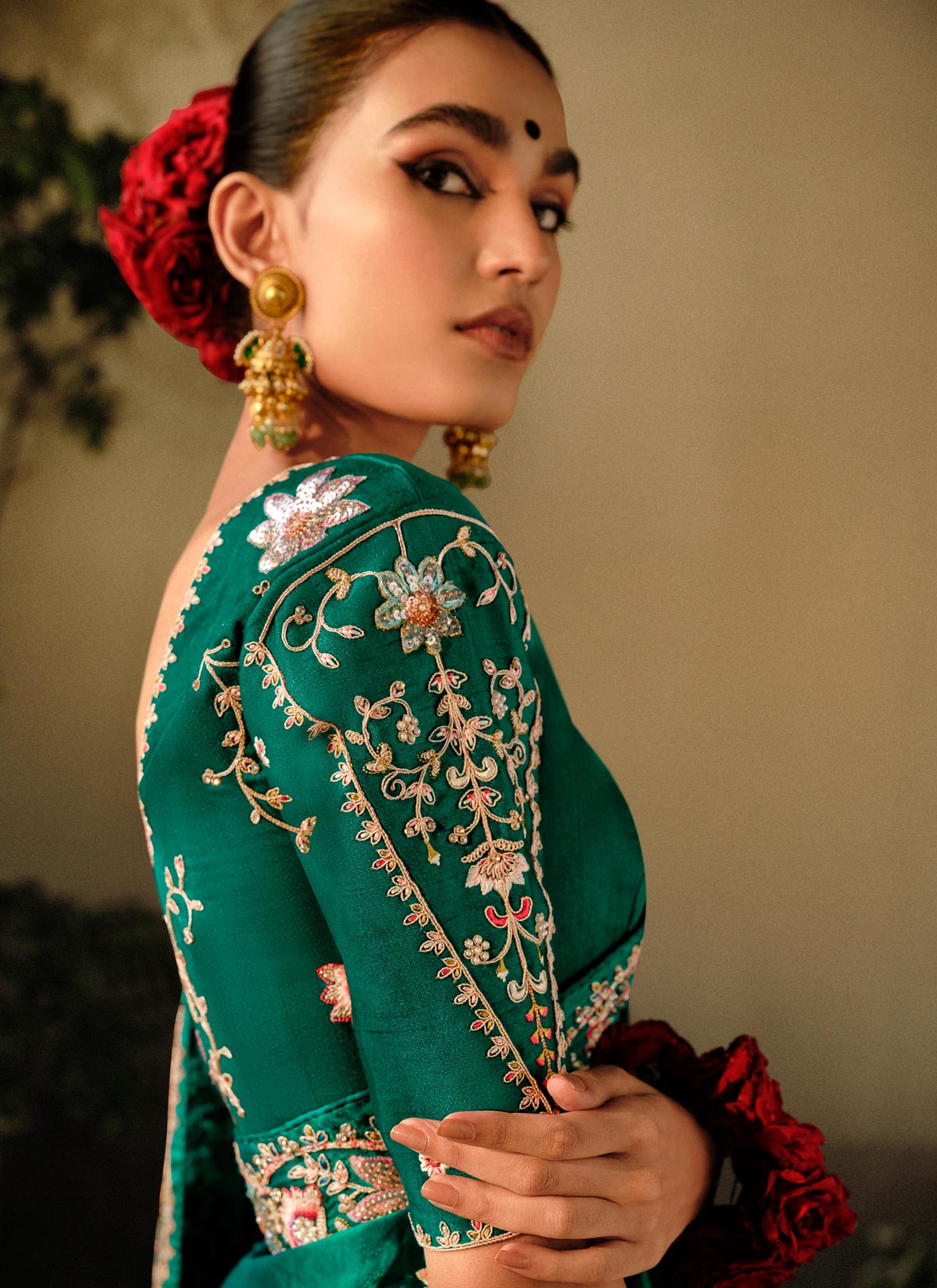 Tissue Silk Trendy Saree With Beads Work For Festival In Green