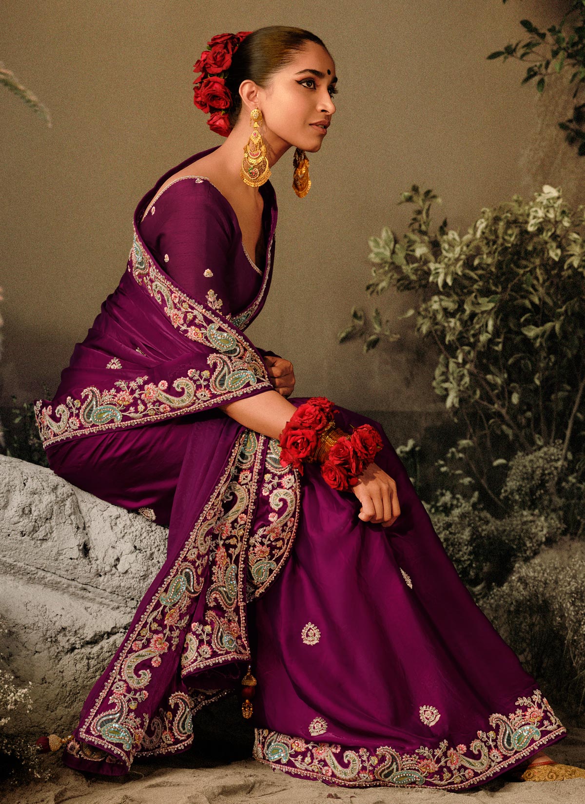 Embroidered Work Trendy Saree For Wedding In Purple