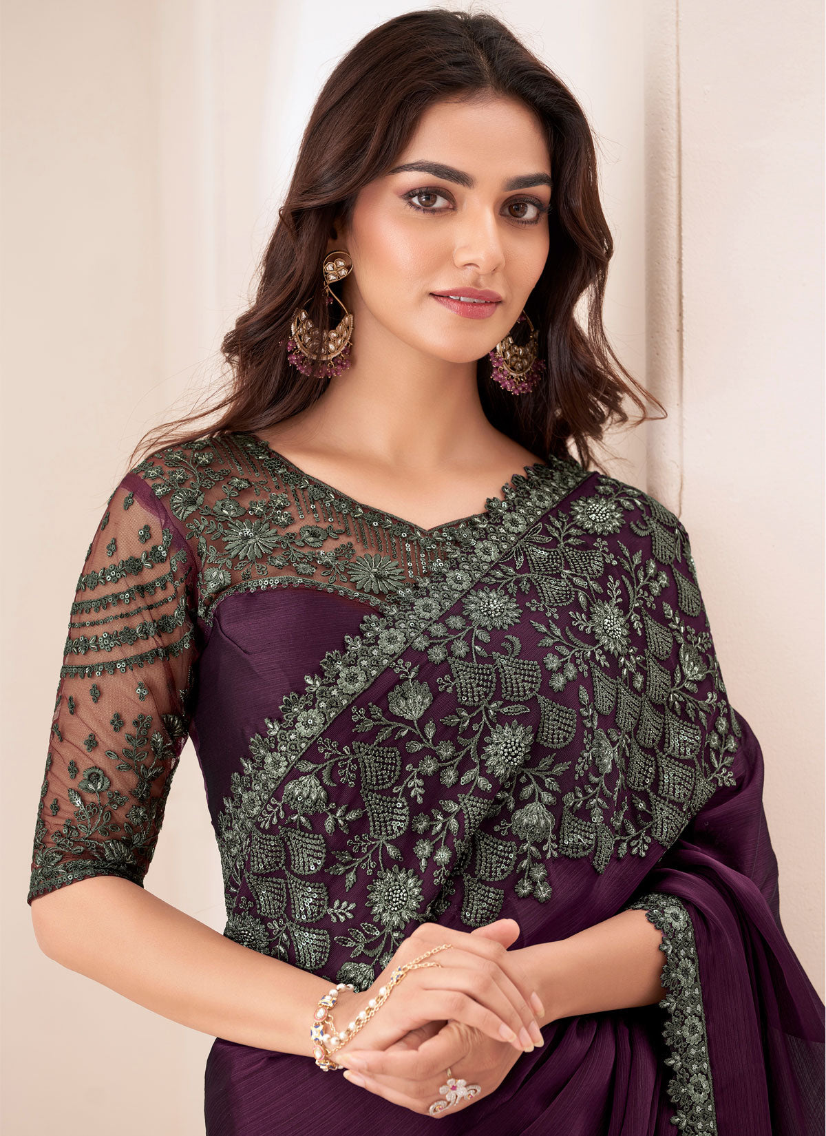 Chiffon Silk Trendy Saree With Sequins Work For Ceremonial