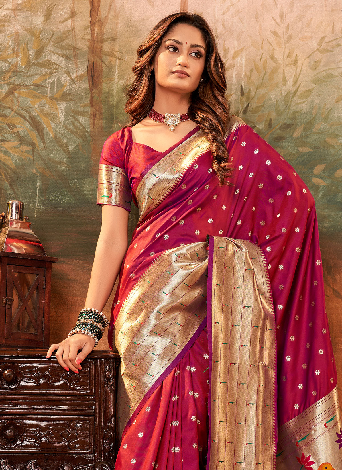 Paithani Silk Traditional Saree With Woven Work For Ceremonial