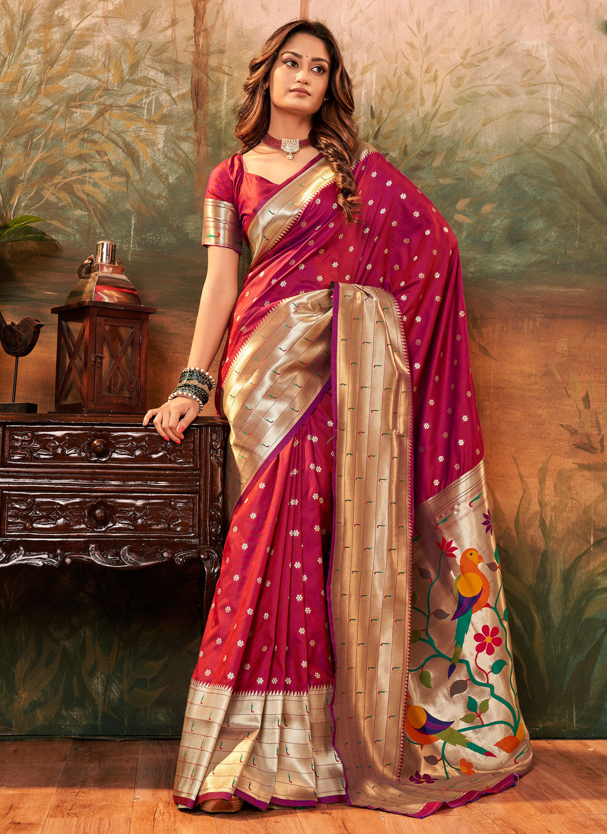 Paithani Silk Traditional Saree With Woven Work For Ceremonial